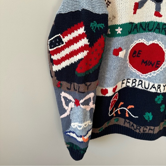 Christopher & Banks Vintage Embroidered Storybook Seasons Cardigan Sweater Large - Picture 12 of 16